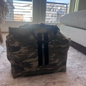 Camouflage Tote Bag with Black Stripes